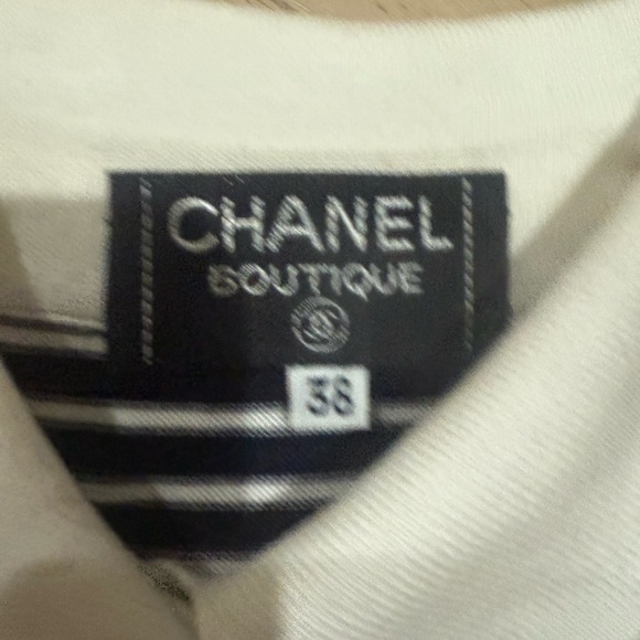 1995 CHANEL Navy and White Striped Sleeveless Top - Picture 4 of 5